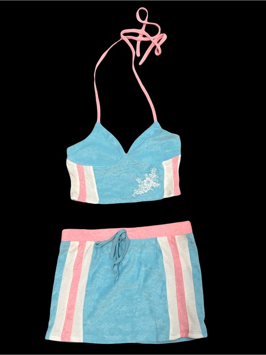 Barbie Dresses & Skirts - Malibu Barbie Blue and Pink Halter Crop Top & Skirt Set